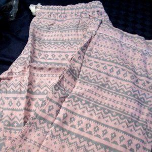 3- Lands' End Flannel Pattern Sleep Pants Soft Rose Fairisle, NWT